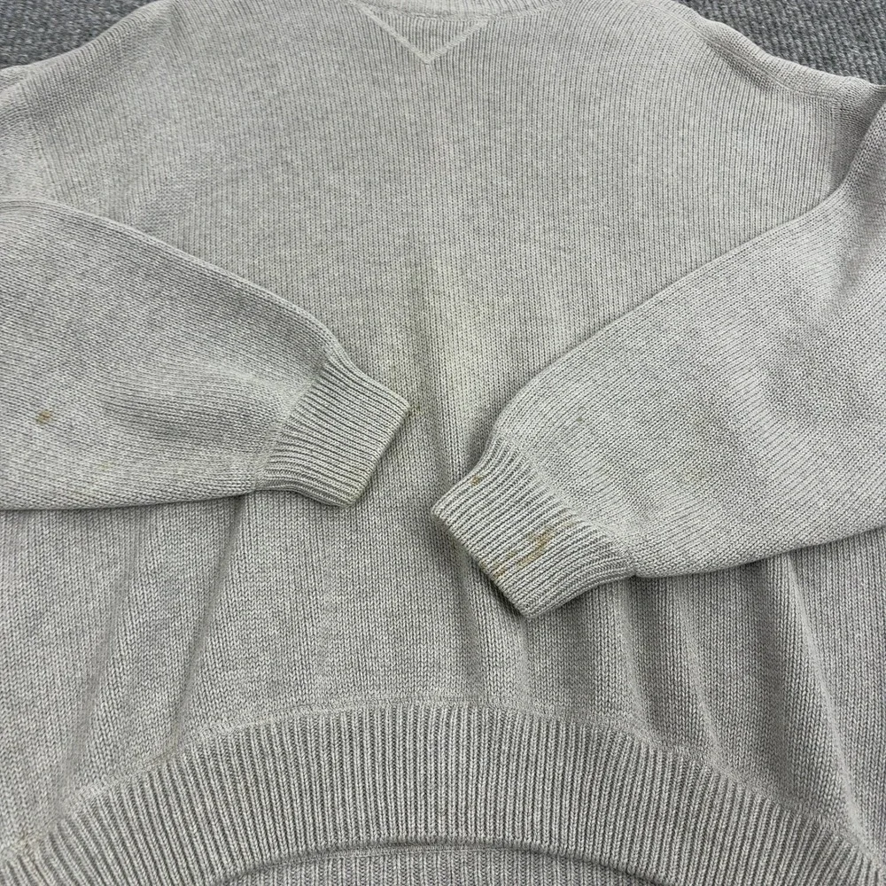 Vintage Eddie Bauer Sweater Mens L Grey Cotton Ribbed Crewneck Gorpcore Outdoor - Picture 5 of 10